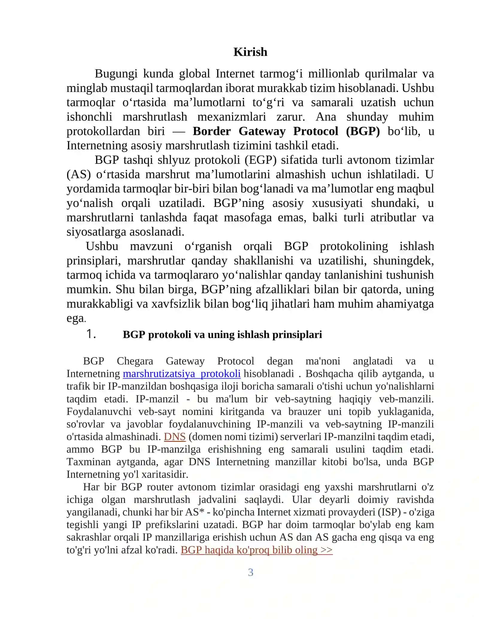 BGP pratocoli zaifliklari va internet mashrutizatsiya xavfsizligi 3