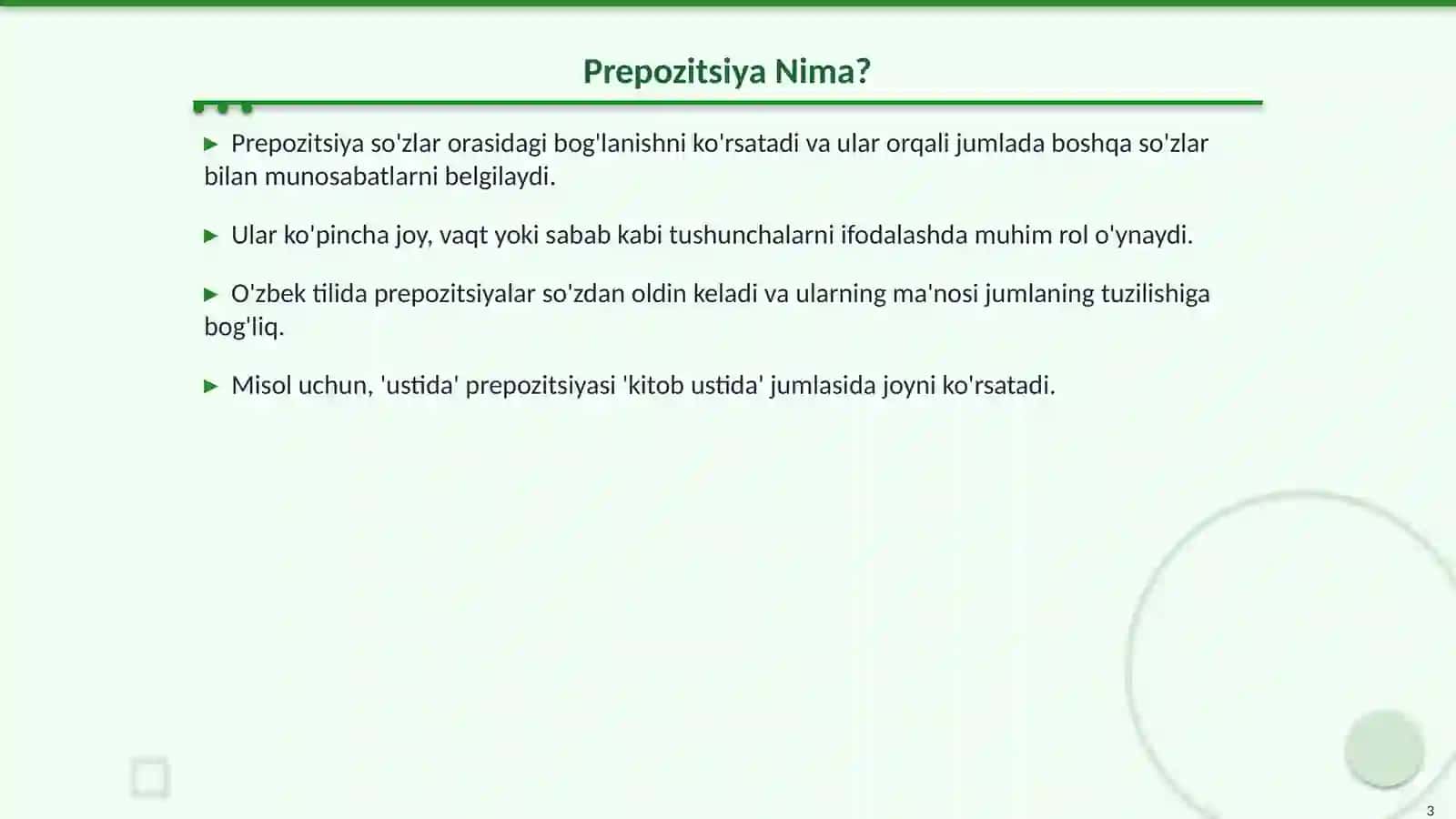 Prepozitsiyalar va Ularning Turlari 3