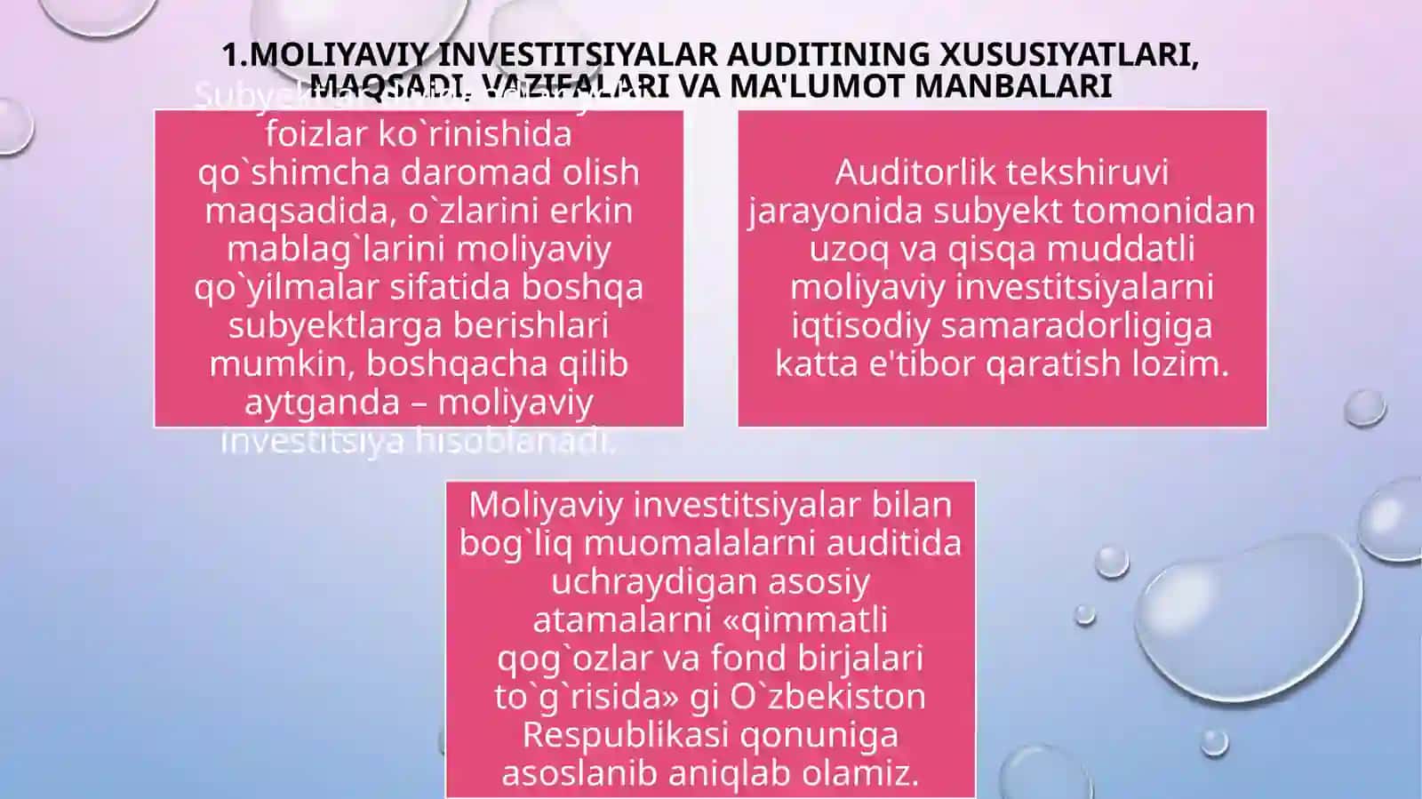 Moliyaviy investitsiyalar auditining xususiyatlari 3