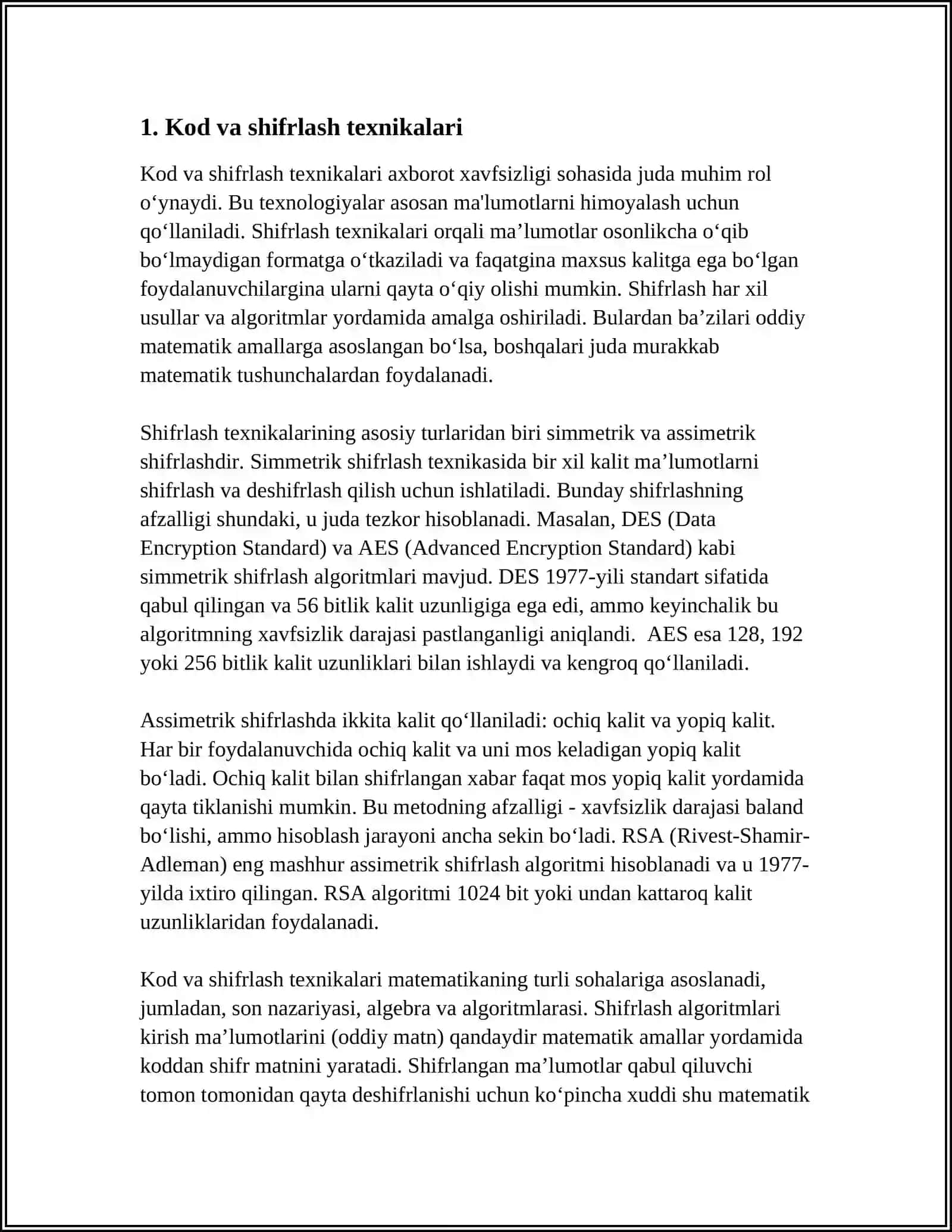 MUSTAQIL ISH Mavzu: KODLAR HAQIDA 3