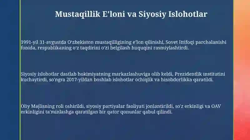 O‘zbekistonning o‘z istiqlol va taraqqiyot yo‘li 3