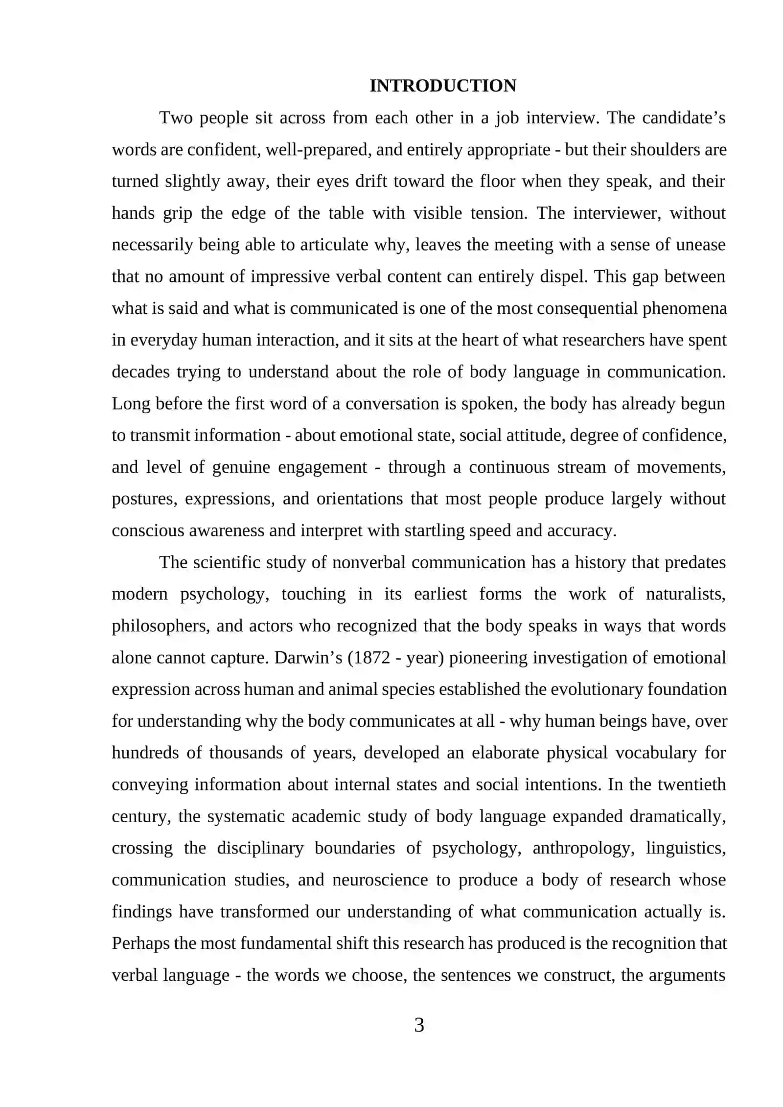 Course Paper on The Impact of Body Language on Communication 3