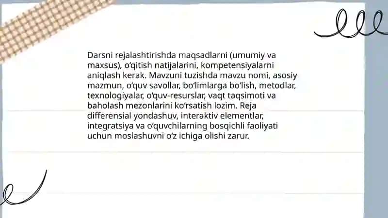 Darsni rejalashtirish va mavzuni tuzish 3