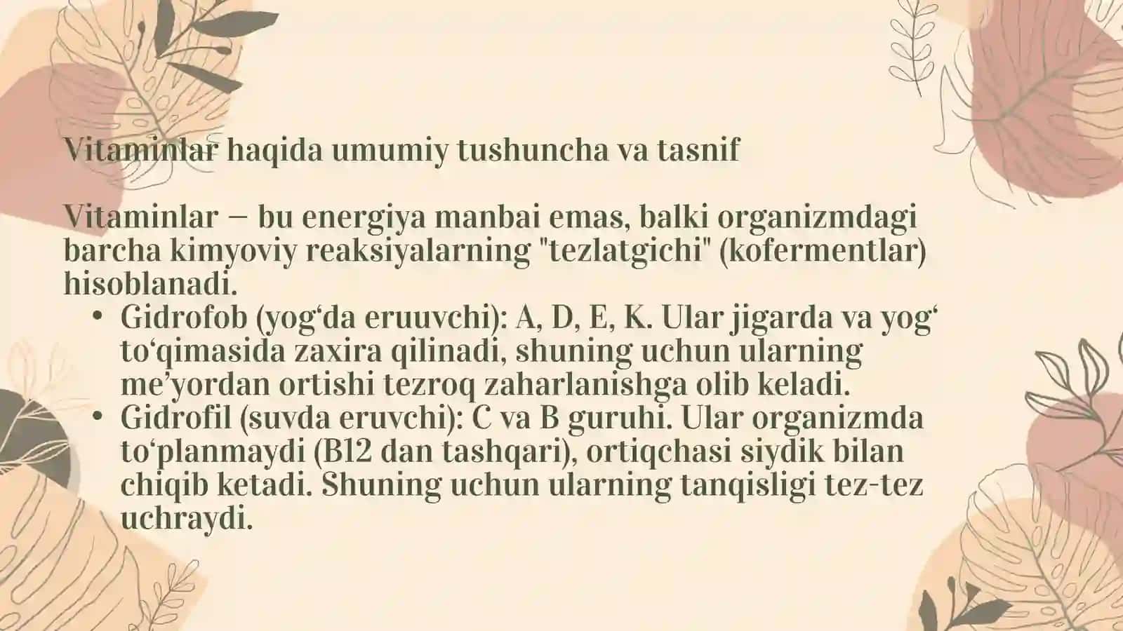 Vitaminlar ta'sirida kelib chiqadigan kasalliklar. 3
