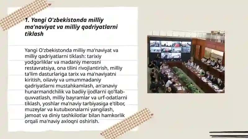 Yangi O'zbekistonda amalga oshirilayotgan ma'nviy o'zgarishlar 3
