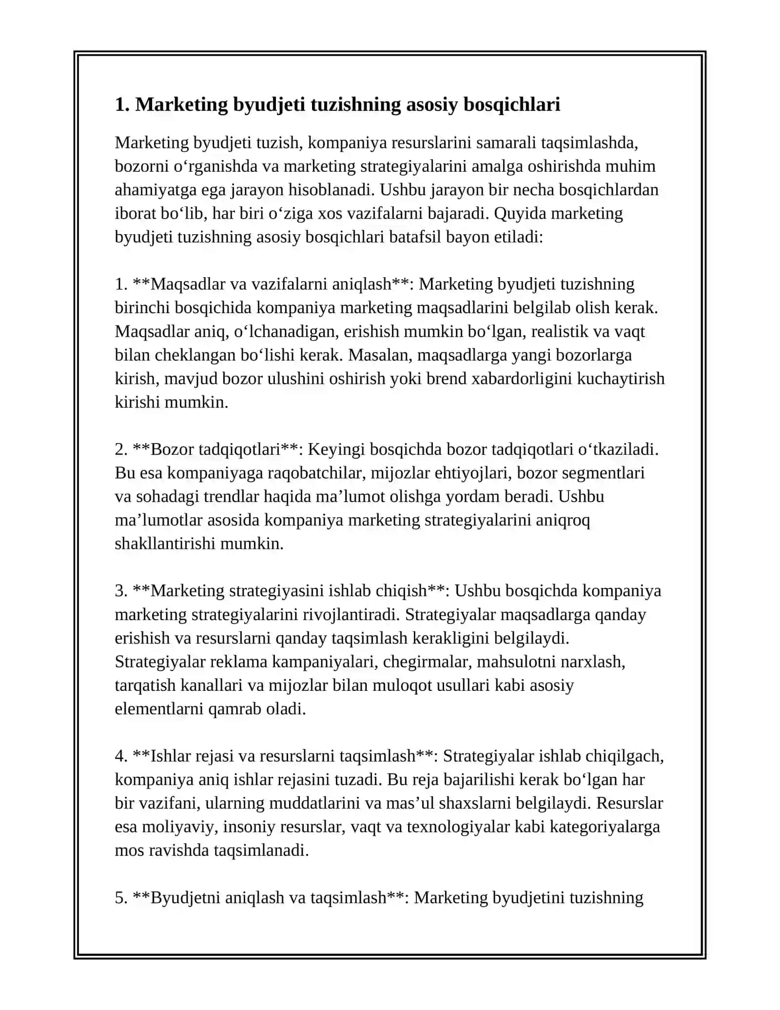 MARKETING BYUDJETI VA XARAJATLARINI HISOBLASH 3
