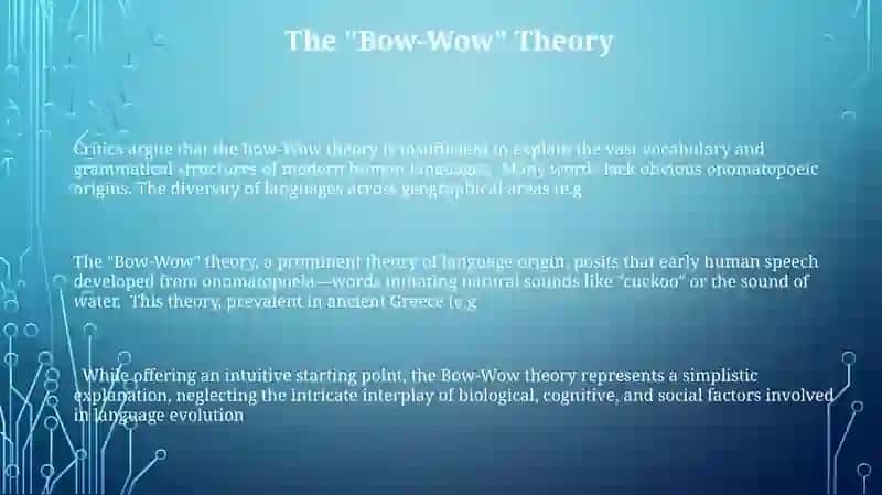 The "Bow-Wow" Theory of Language Origin 3