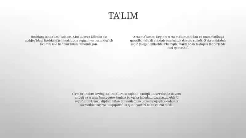 Dilrabo Talabasi ChoʻLliyeva 3