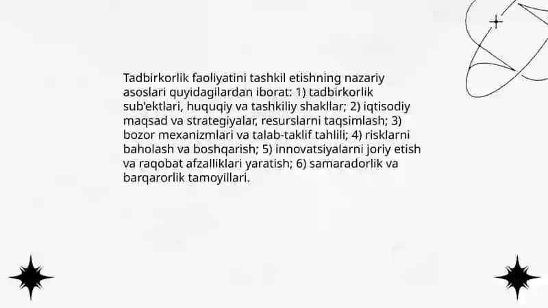 Tadbirkorlikni boshqarishni tashkil etish 3