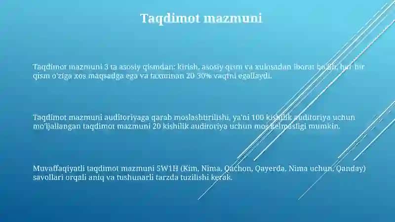 Taqdimot tarkibi va turlari 3