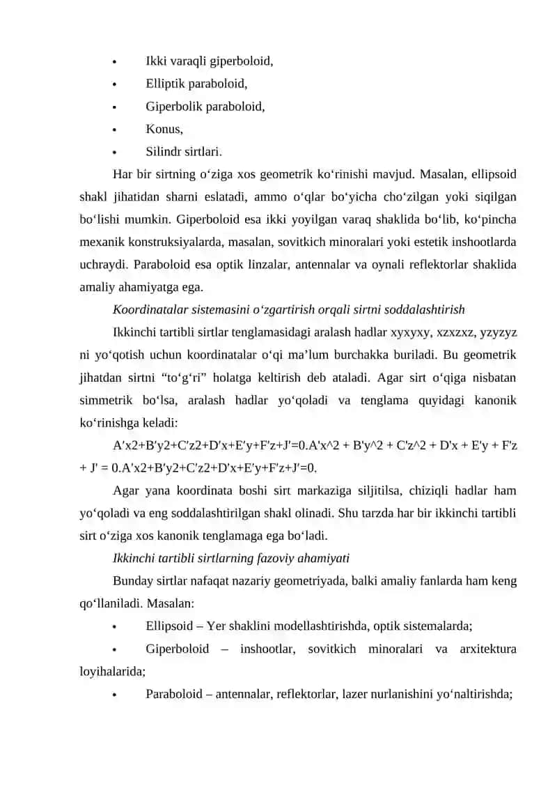 Ikkinchi tartibli sirtlar integrallari 3