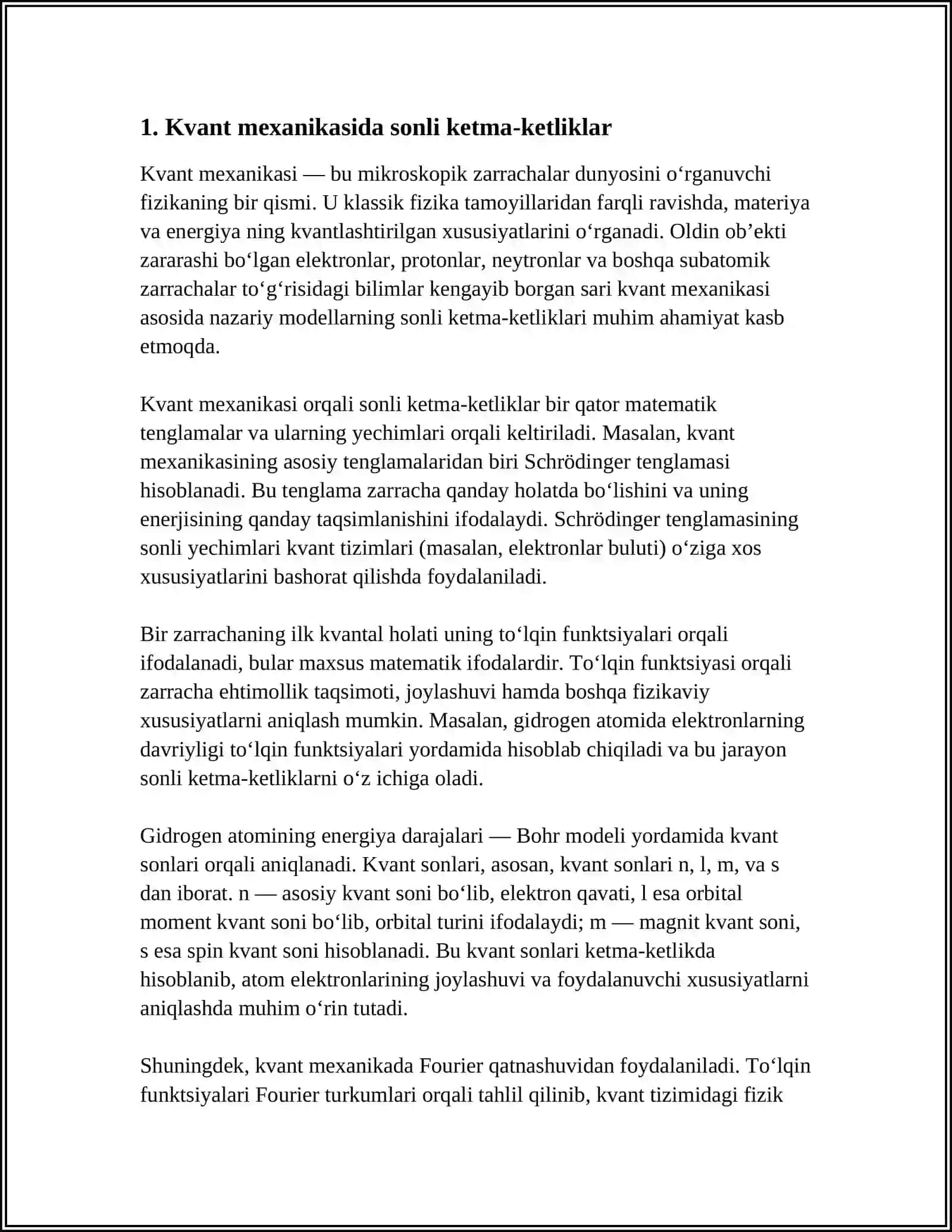 SONLI KETMA-KETLIKLARNI KVANT MEXANIKASIDAGI TATBIQLARI 3
