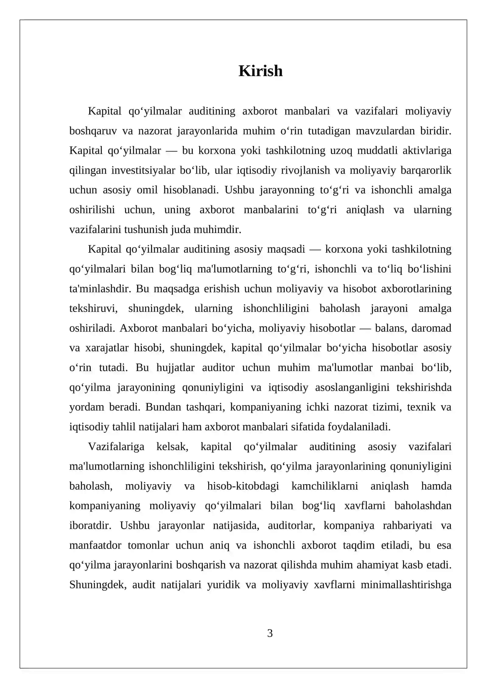 Kapital qо‘yilmalar auditining AXBОRОT MANBALARI VA VAZIFALARI 3