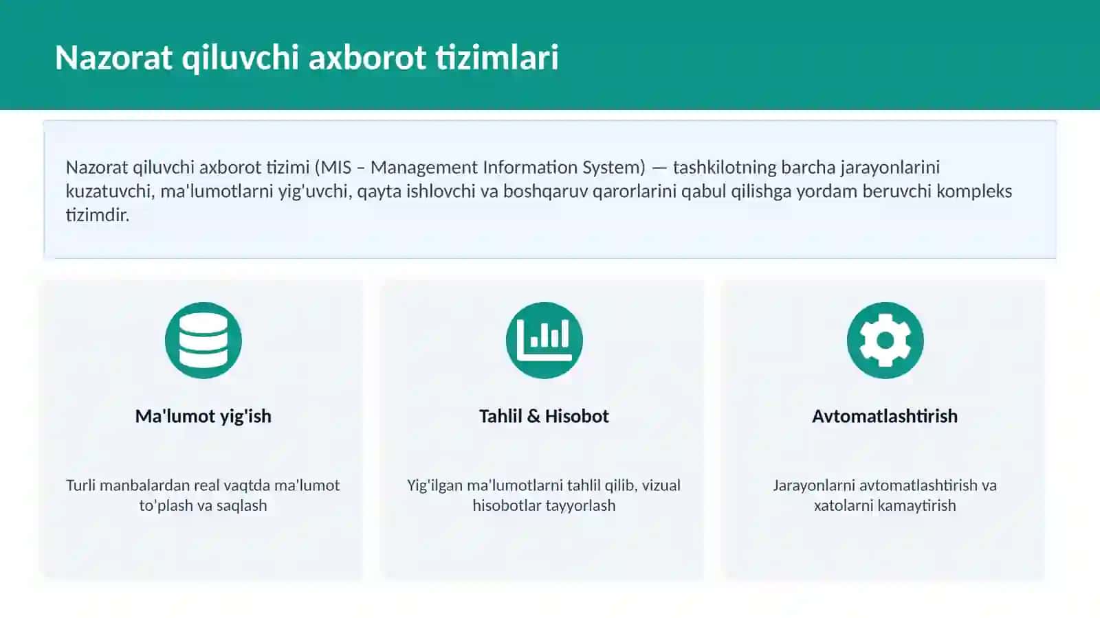 Nazorat qiluvchi axborot tizimlari 3