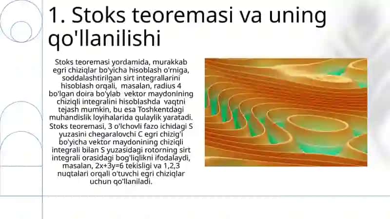 Chiziqli va egri chiziqli integrallarning tadbiqlari 3