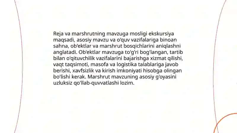 Ekskursiya sifatini baholash mezonlari 4