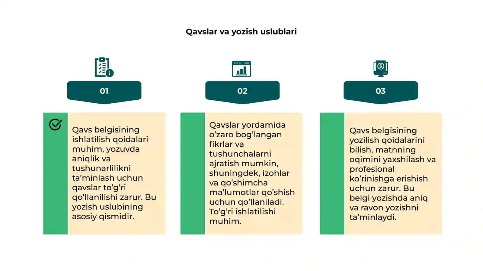 Qavs belgisining ishlatilish qoidalari 4