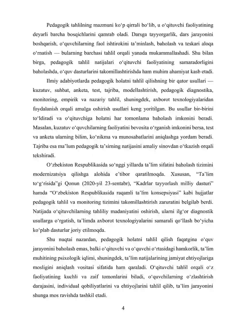 Pedagogik holatni tahlil qilish usullari 4