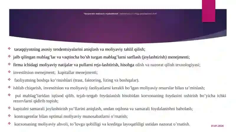 Korporativ moliya viyrejalashtirish 4