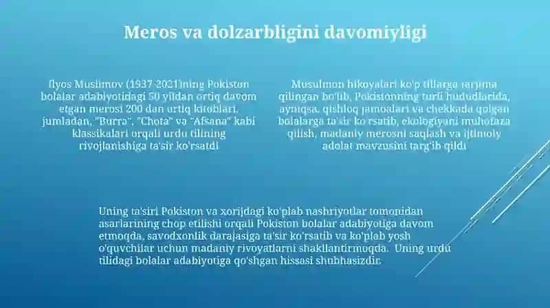 Bolalar adabiyotida Ilyos Muslimning hayoti va ijodi 4