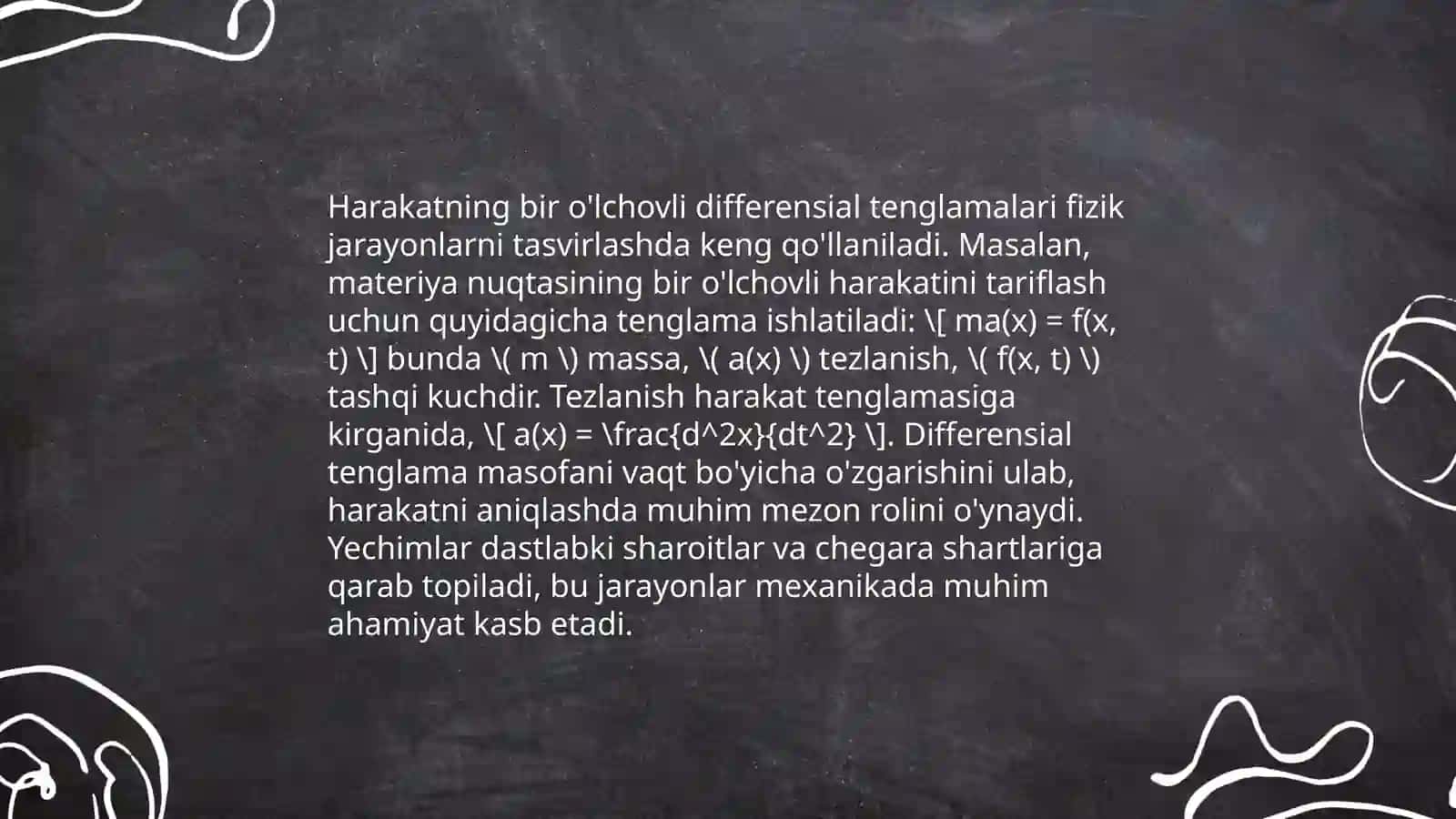 Nuqtaning harakat differensial tenglamalari 4