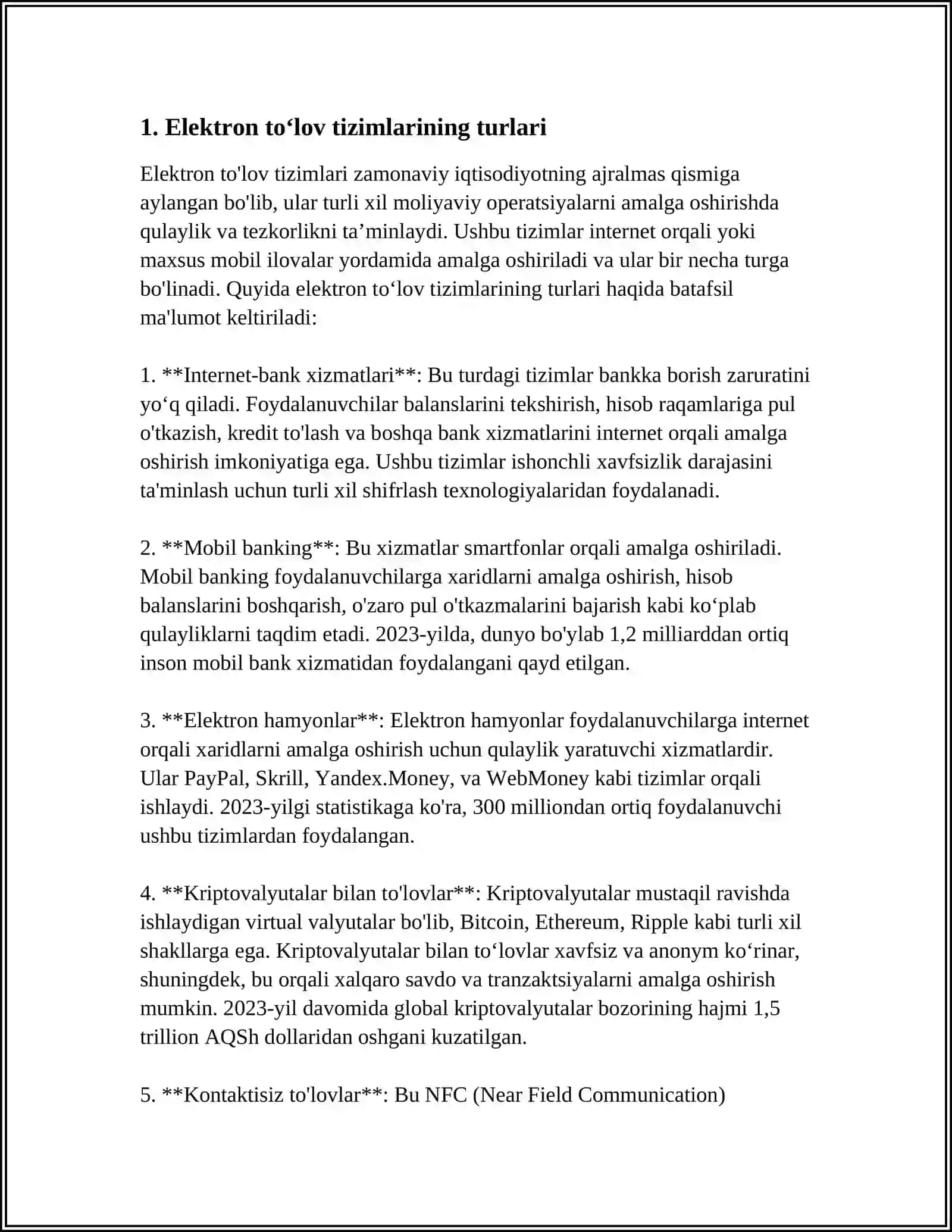 XALQARO VA MILLIY ELEKTRON TO‘LOV TIZIMLARI 4