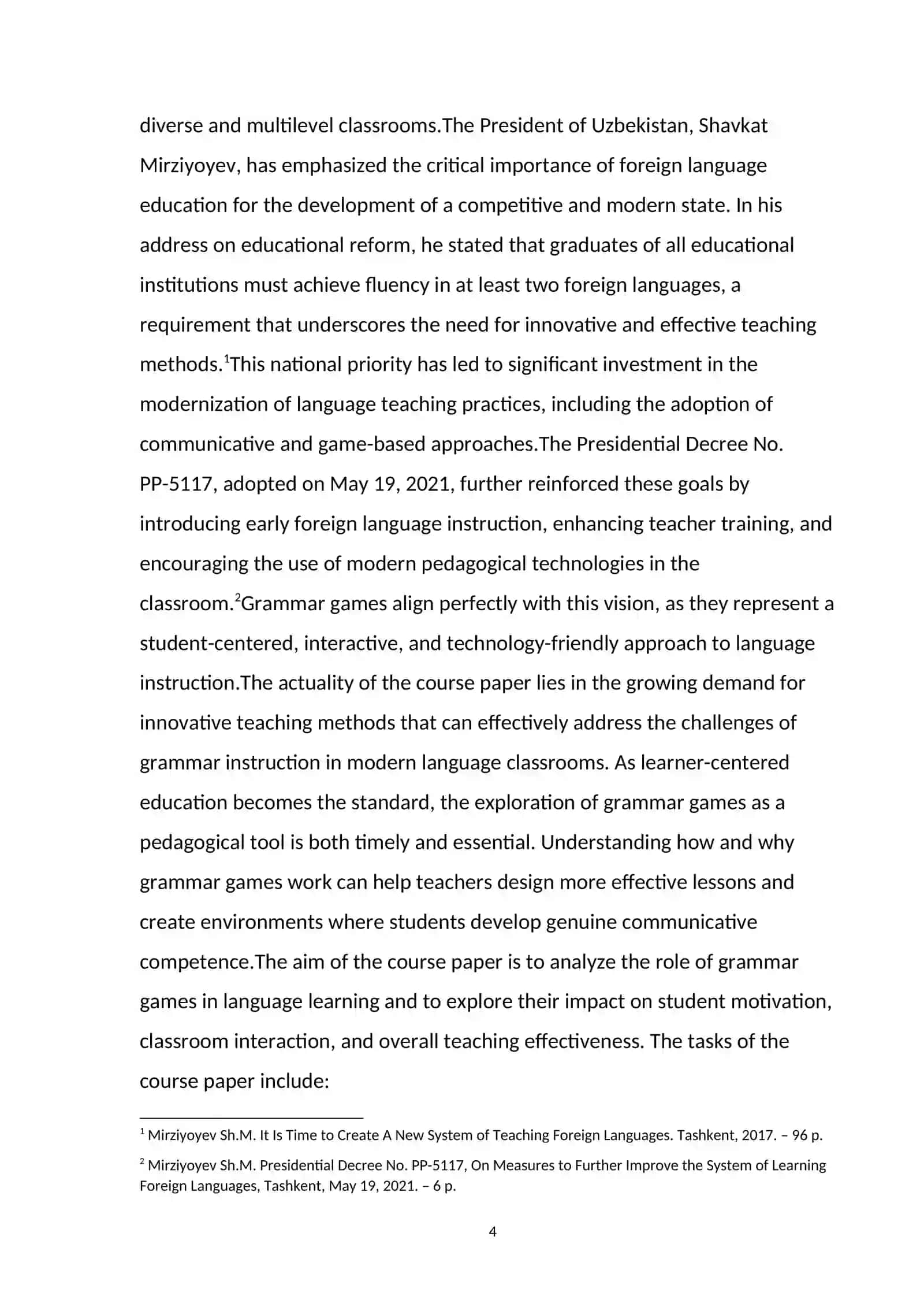 Course Paper on "The role of grammar games in language learning" 4