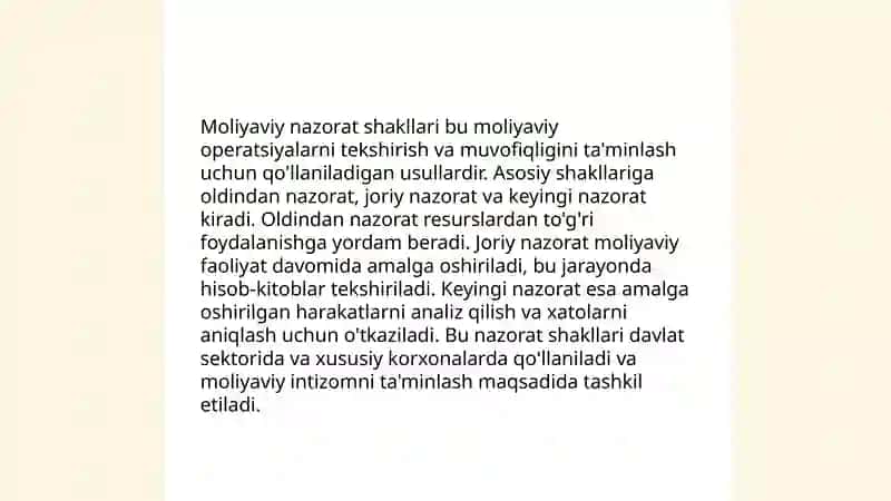 Moliyaviy nazoratni tashkil etish 4