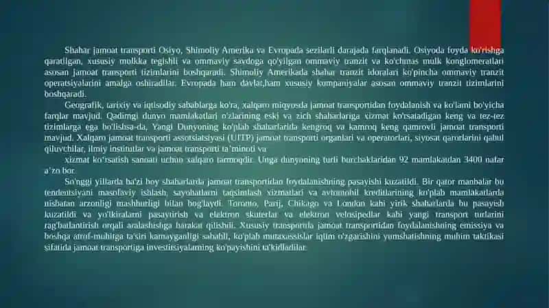 Shaharlarda transport harakatini tashkillashtirish 4