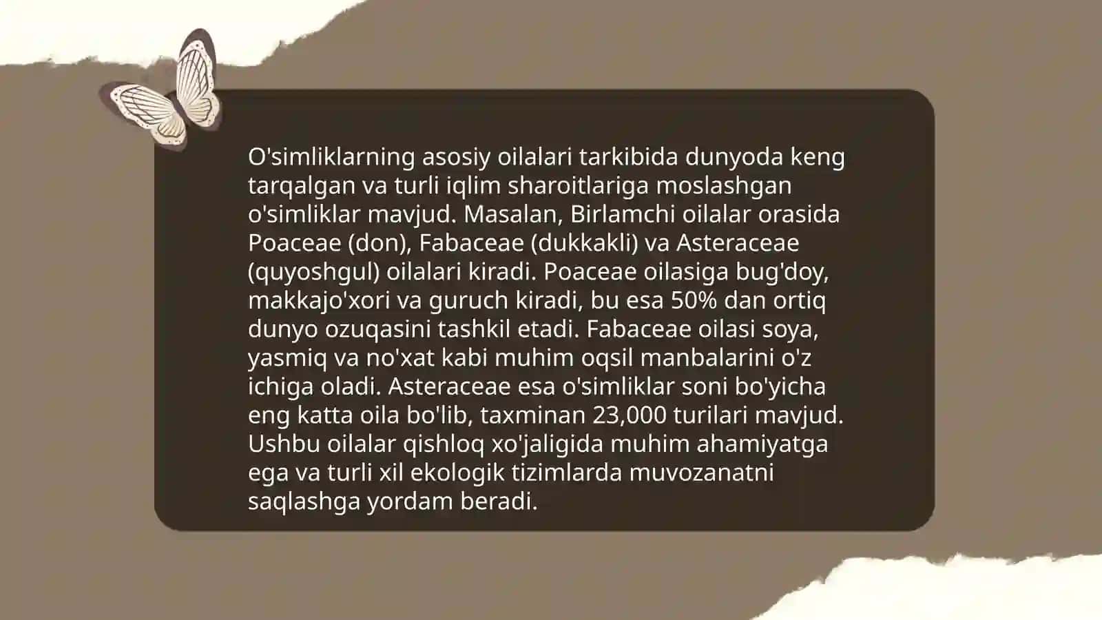 O'simliklarning oilalari haqida 4