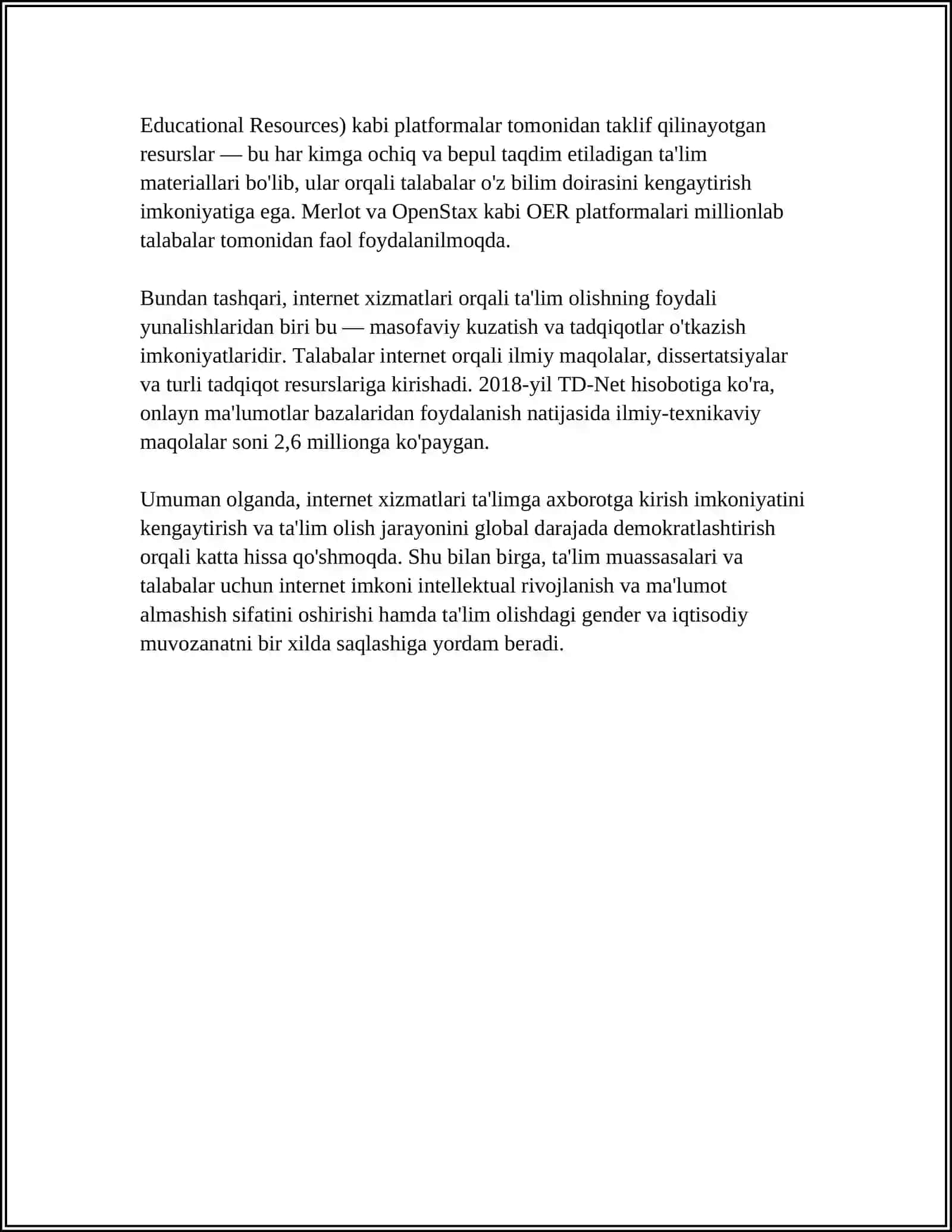 TAʼLIM JARAYONIDA TASHKIL ETISH INTERNET XIZMATLARIDAN FOYDALANISH SWOT TAHLIL QILISH 4