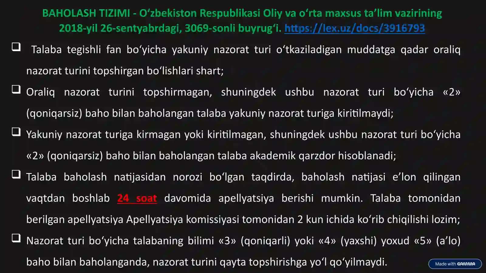 Fan Sillabusi va Baholash Tizimi: 1-bosqich Talabalar Uchun 4