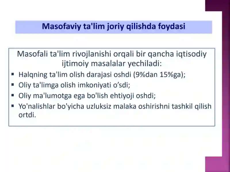 Masofaviy ta’lim va uning ahamiyati. Virtual muzeylar va ularning ahamiyati 4
