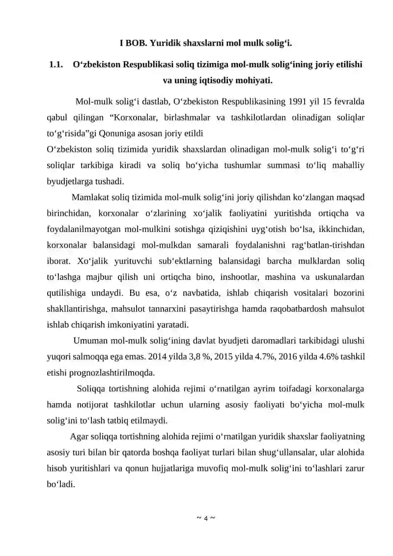 Yuridik shaxslardan olinadigan yer solig’i to’lovchilar tarkibi 4