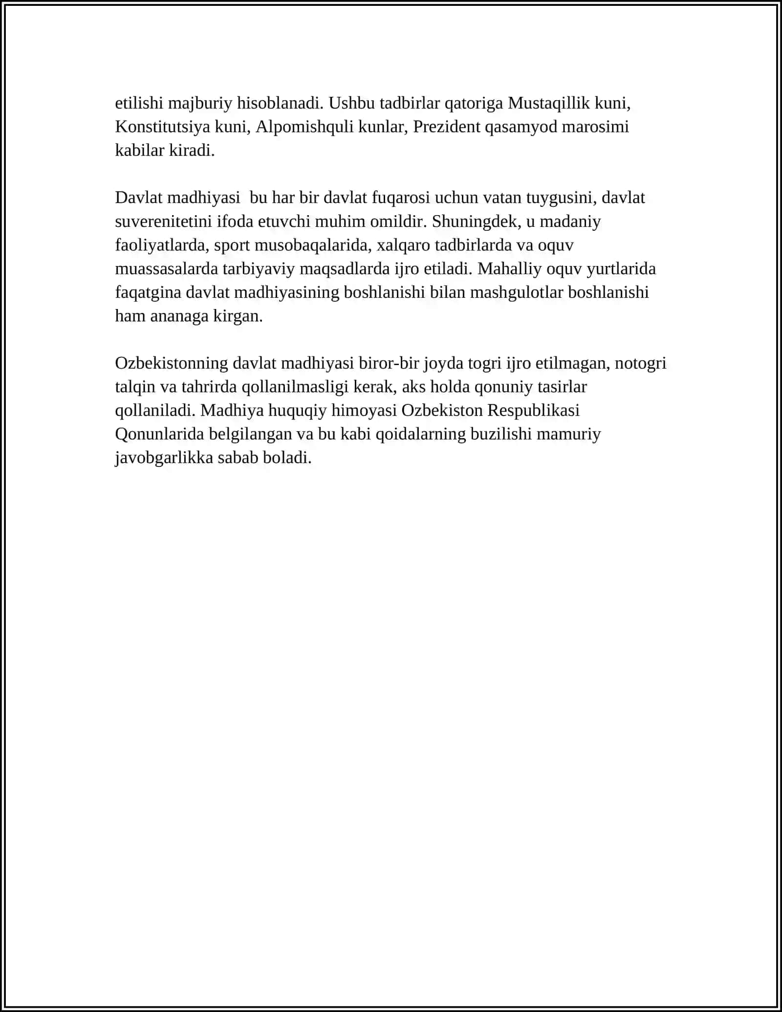 O‘zbekiston Respublikasi Davlat Madhiyasi 4