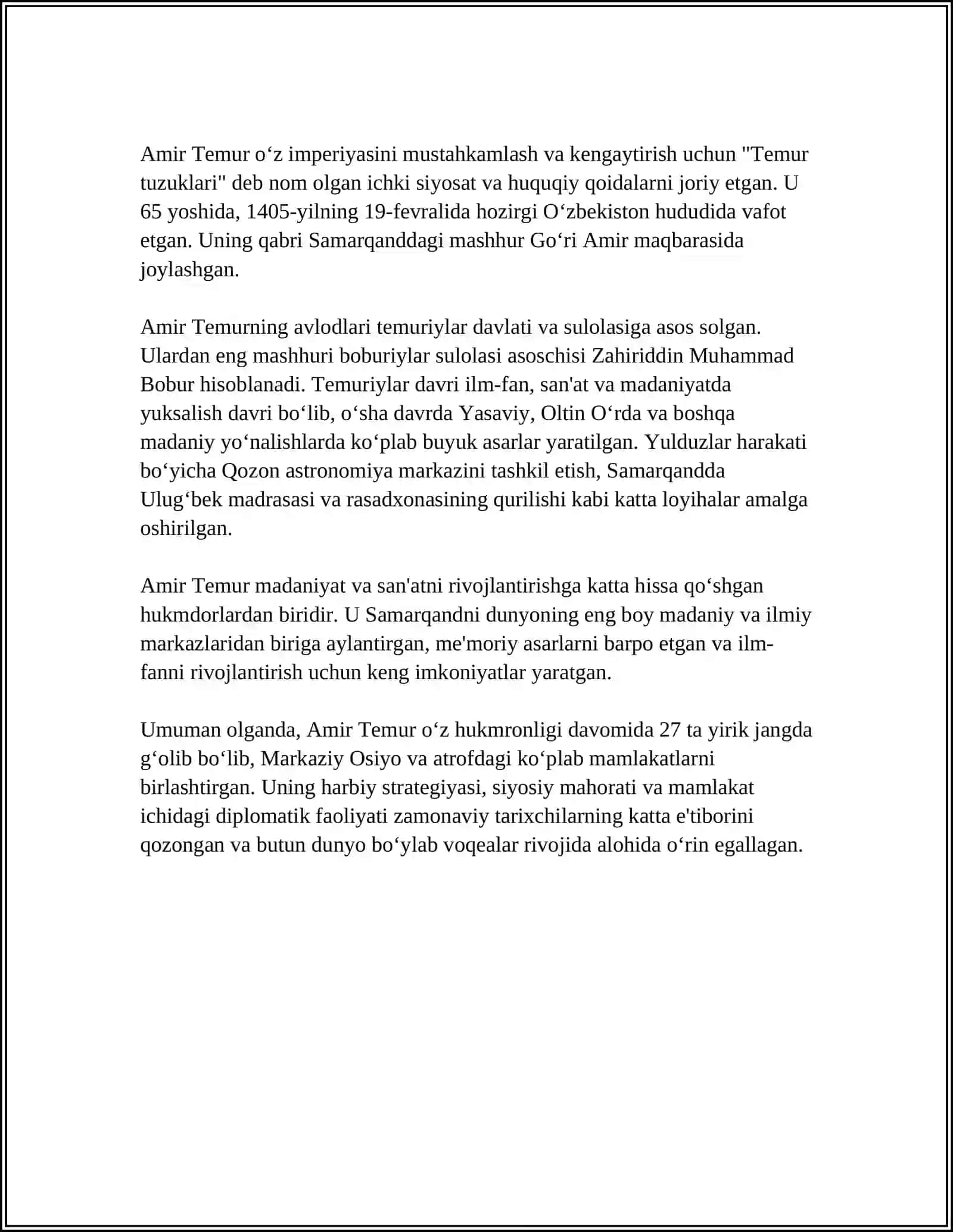 AMIR TEMUR BUYUK DAVLAT ARBOBI 4