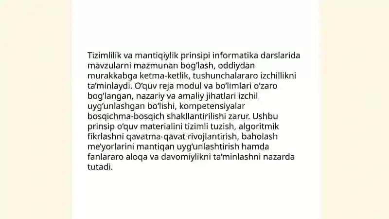 Informatika o'qitishning asosiy didaktik tamoyillari 4