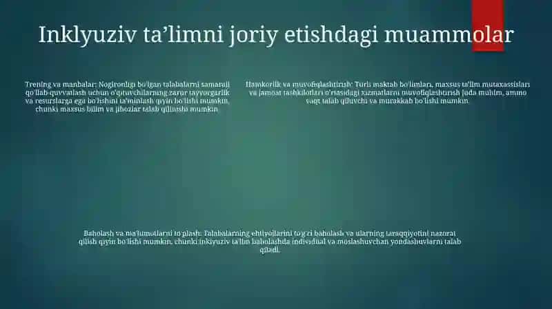 Inklyuziv Talim Modellsei 4