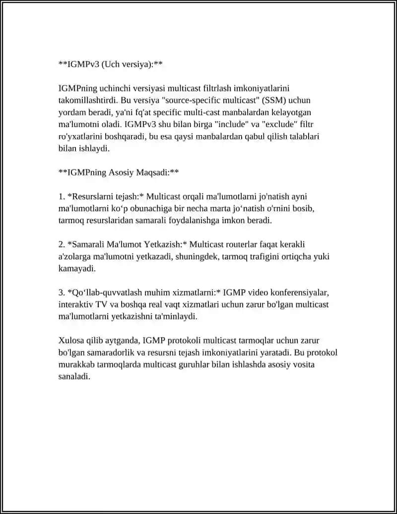 IGMP GURUHLI JO'NATMALARNI BOSHQARISH PROTOKOLI 4