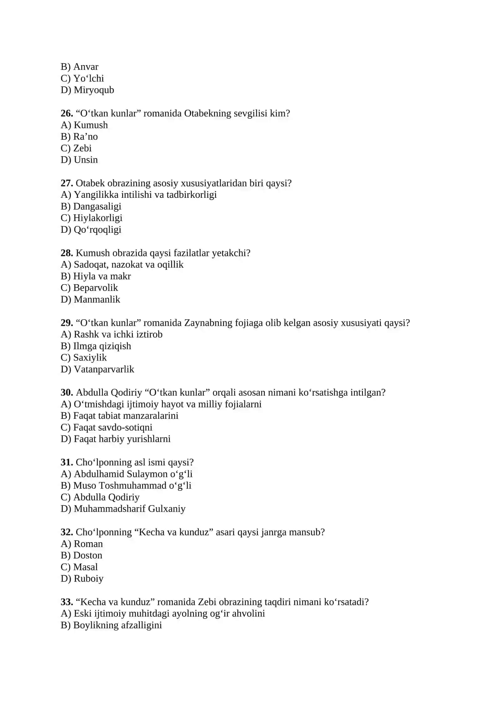 9-sinf Adabiyot fanidan 60 ta murakkab test 4