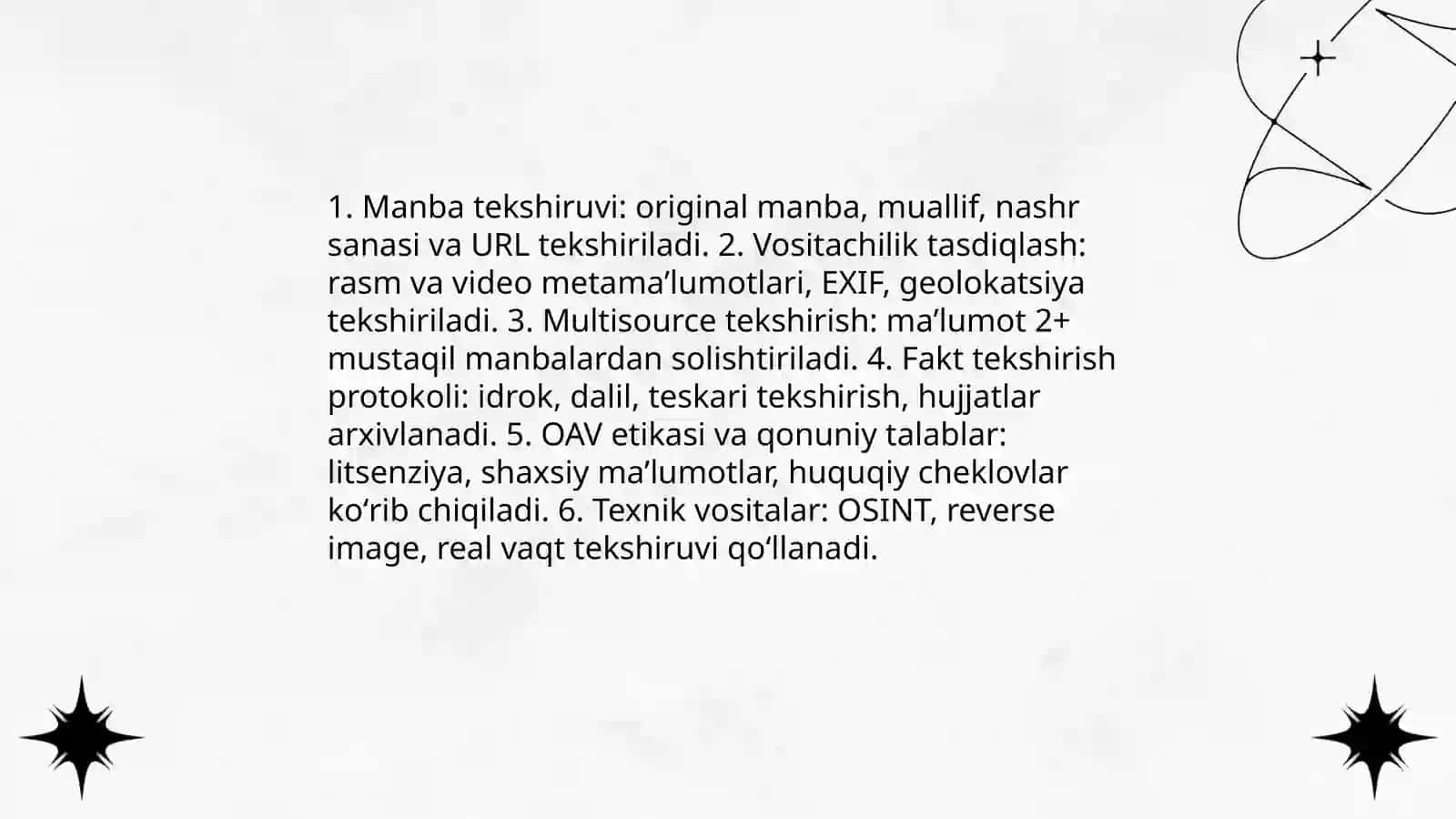 Internet OAVda axborot yig'ish va tekshirish usullari 4