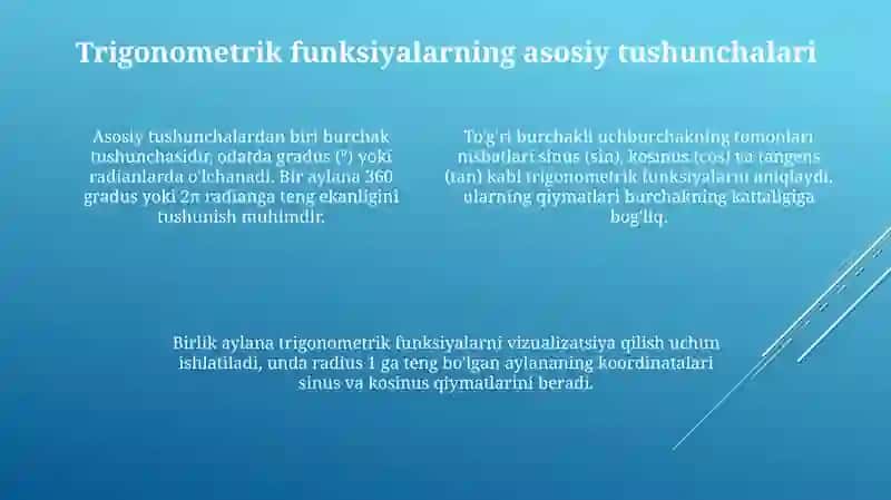 Trigonometrik funksiyalarni òqitish metodikasi 4