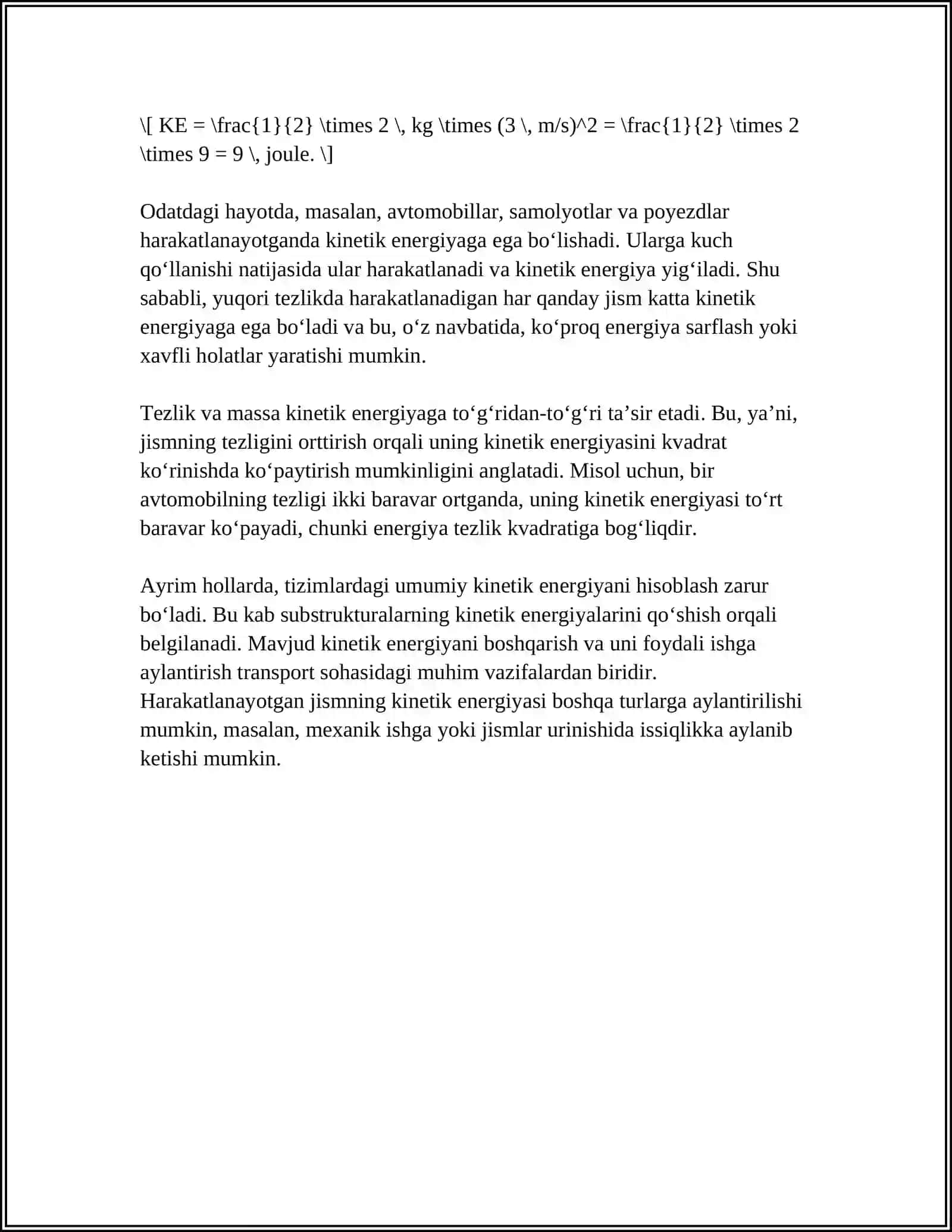 KINETIK VA POTENSIAL ENERGIYA.ENERGIYANING SAQLANISH QONUNI 4