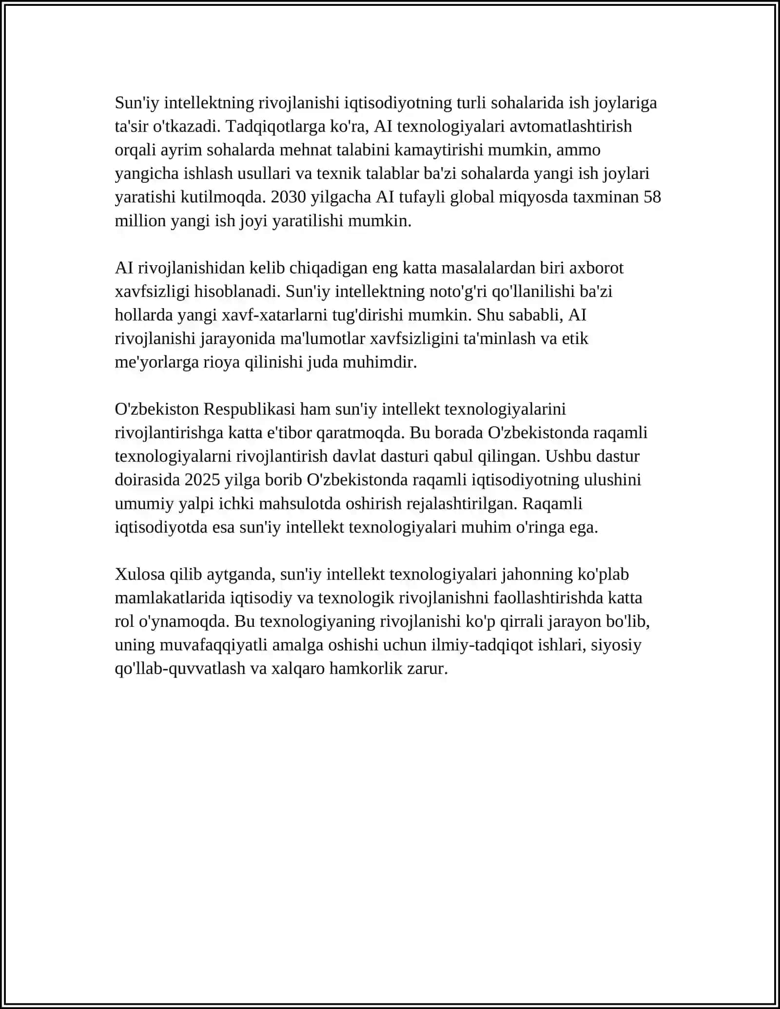 Sun'iy intellekt (AI) texnologiyasi 4