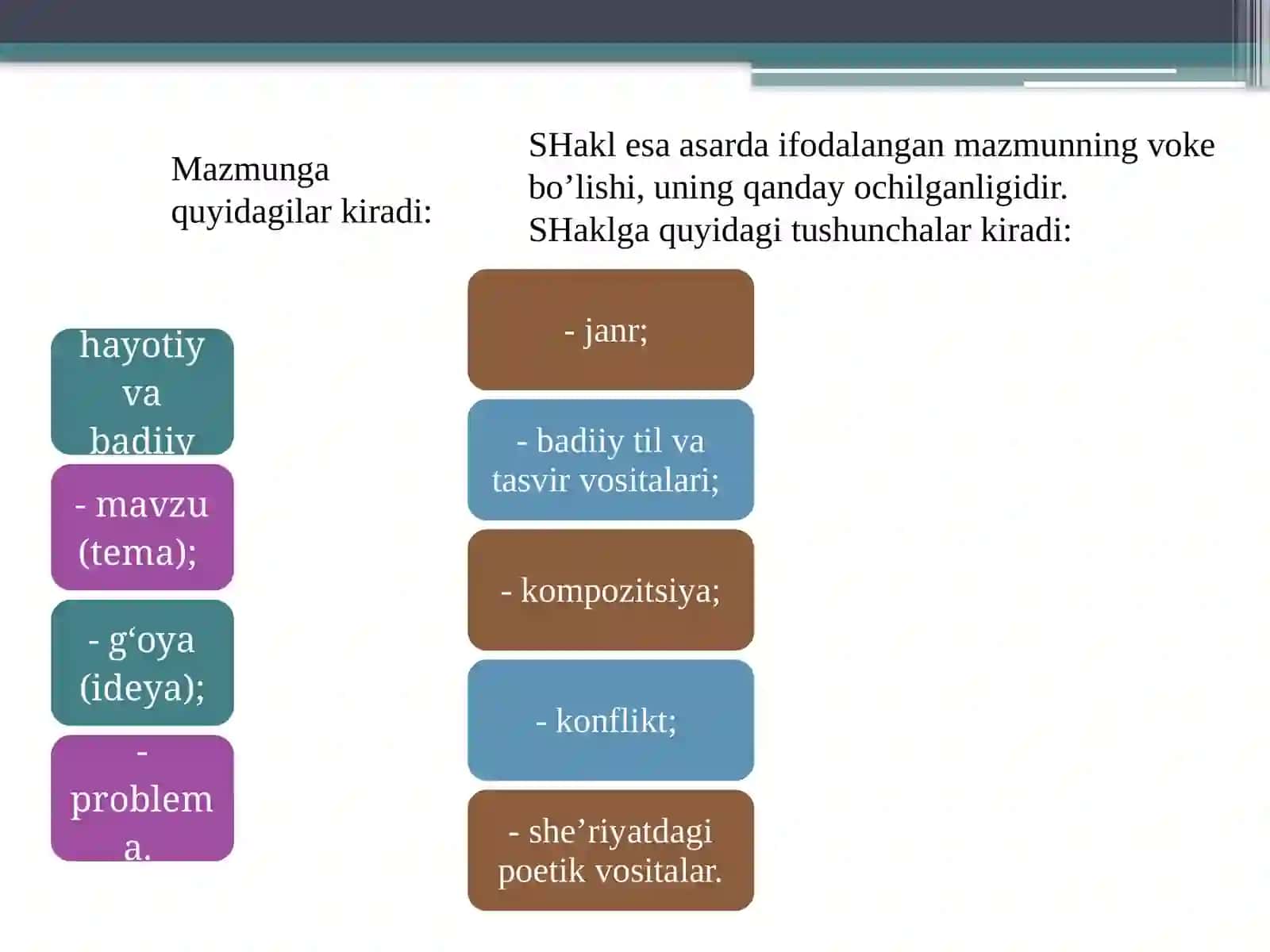 BADIIY ASARLARDA SHAKL VA MAZMUN BIRLIGI 4