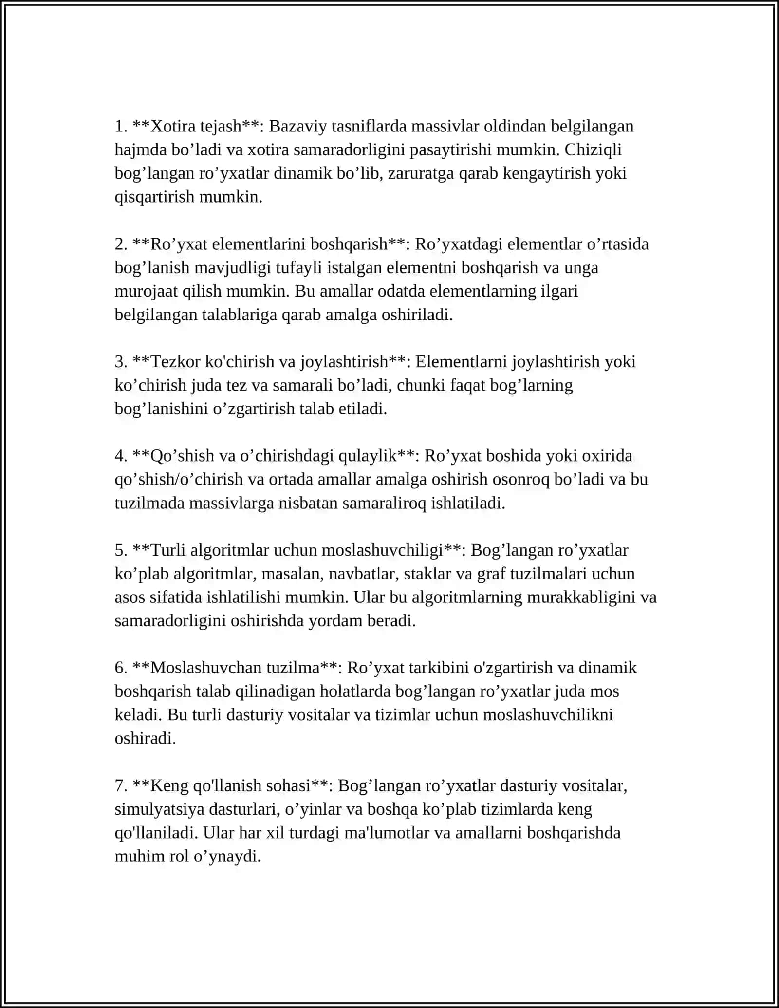 CHIZIQLI BOG’LANGAN RO’YXATLAR BA’ZASI 4