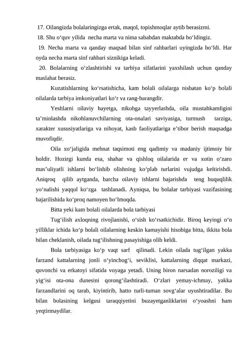 Oilada bola tarbiyasi 4