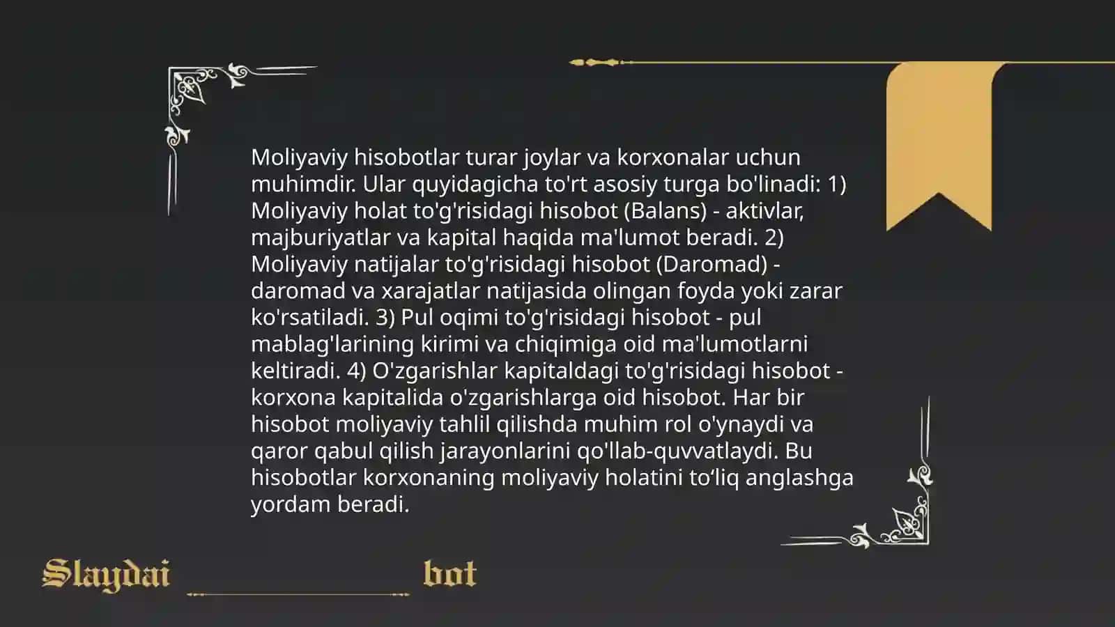 Moliyaviy hisobotning maqsadi 4