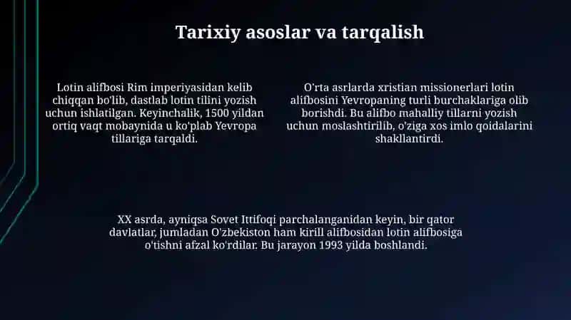 Lotin alifbosiga asoslangan imlo qoidalarining afzalligi 4