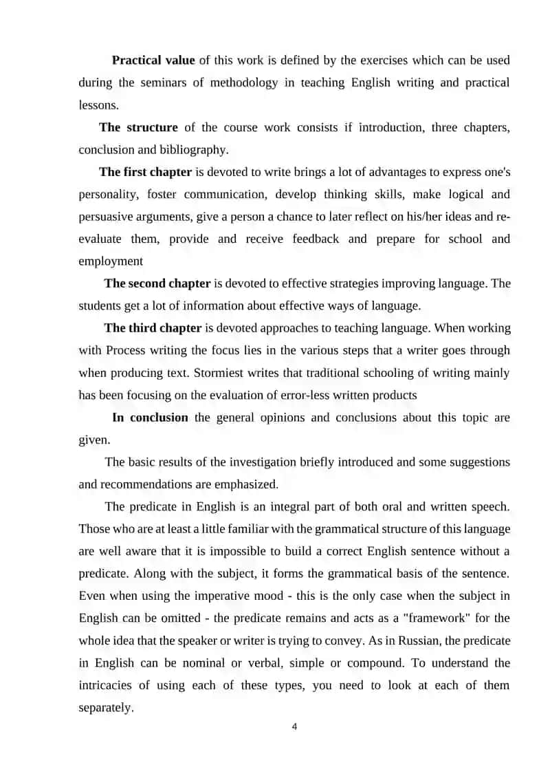Course Paper on Development and Formation of Predicates in English 4